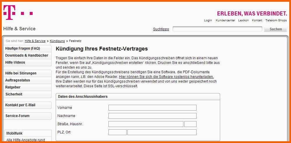 kundigung telekom vorlage festnetz