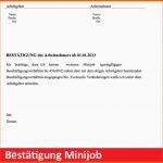 Allerbeste Vorlage Bestätigung Erklärung Minijobber