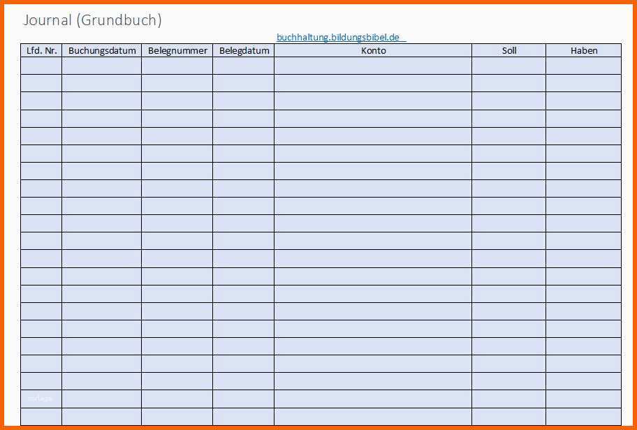 Angepasst Grundbuch Journal Buchhaltung Vorlage Muster Beispiel