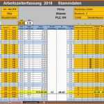 Atemberaubend Excel Vorlage Arbeitszeit 2018