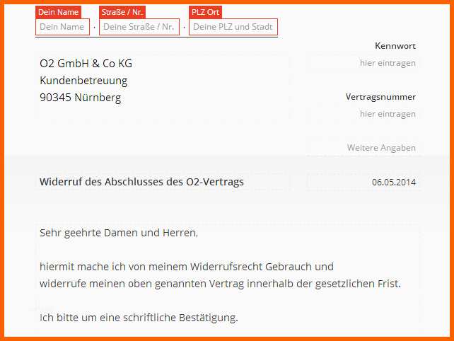 Atemberaubend O2 Widerruf Vorlage Download Chip