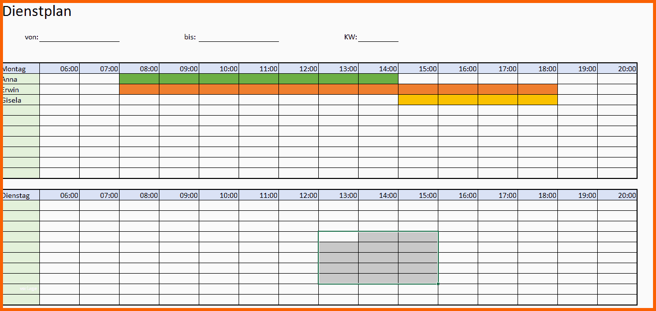 Atemberaubend Praktische Dienstplan Excel Vorlage Kostenlos Herunterladen