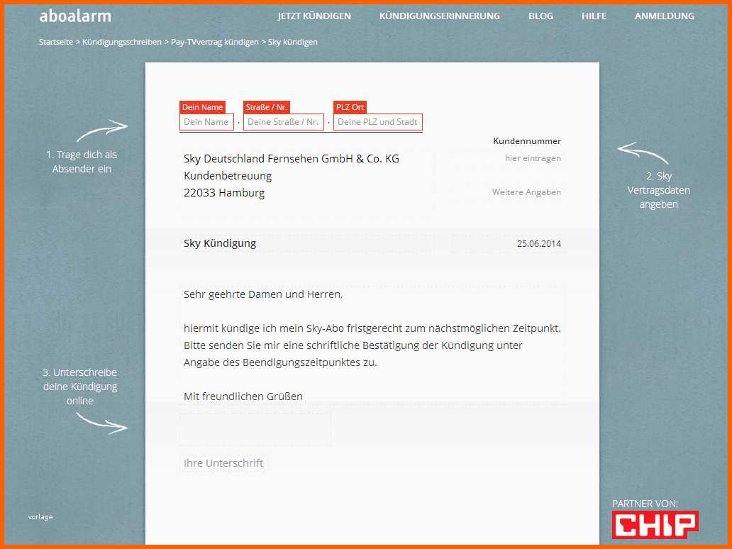 Atemberaubend Sky Kündigen Vorlage Download Chip
