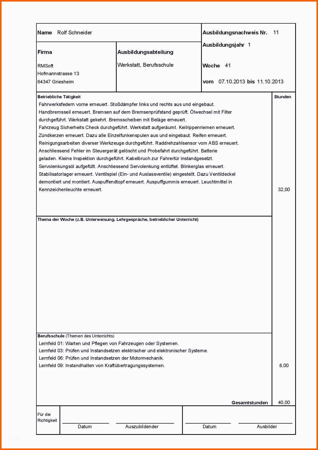 Außergewöhnlich Einzigartiges Berichtsheft Vorlage Einzelhandel