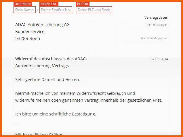 Ausgezeichnet Adac Widerruf Vorlage Download Chip