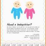 Beeindruckend Babysitting Flyer Template