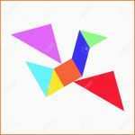 Beeindruckend Bunte Chinesische Tangram Puzzle In Fliegenden Vogel form