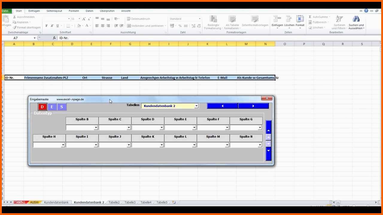 Beeindruckend Datenbanken In Excel Aus Einer Flexiblen Eingabemaske Mit