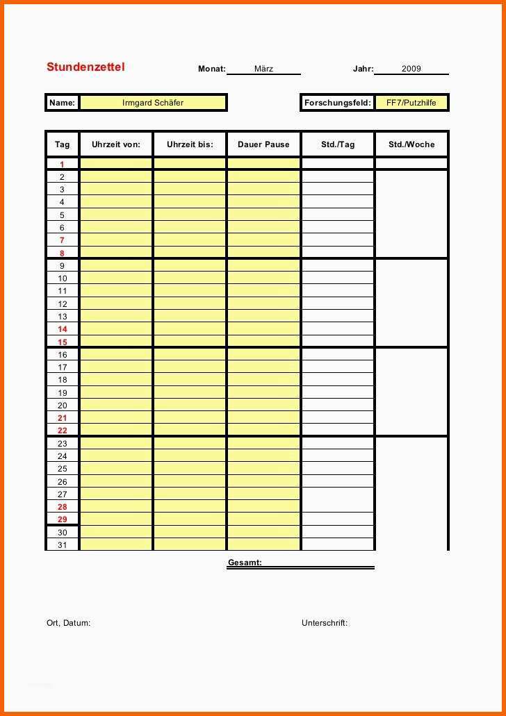 Bestbewertet Stundenzettel Excel Vorlage Kostenlos 2016 – Gehen