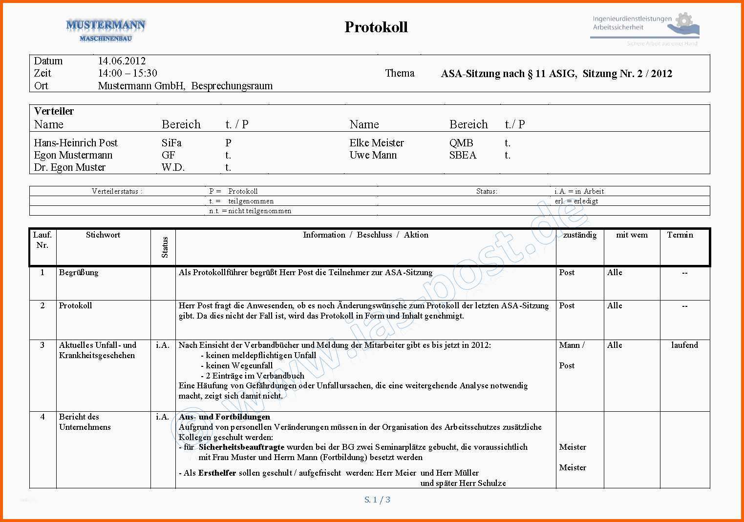 Beste asa Sitzung Protokoll Vorlage Schönste 3 Protokoll Muster
