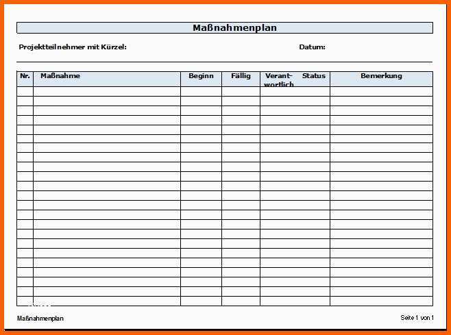 Beste Maßnahmenplan Vorlage Zum Download Zeitblüten