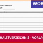 Beste Vordruck Inhaltsverzeichnis Word Quer