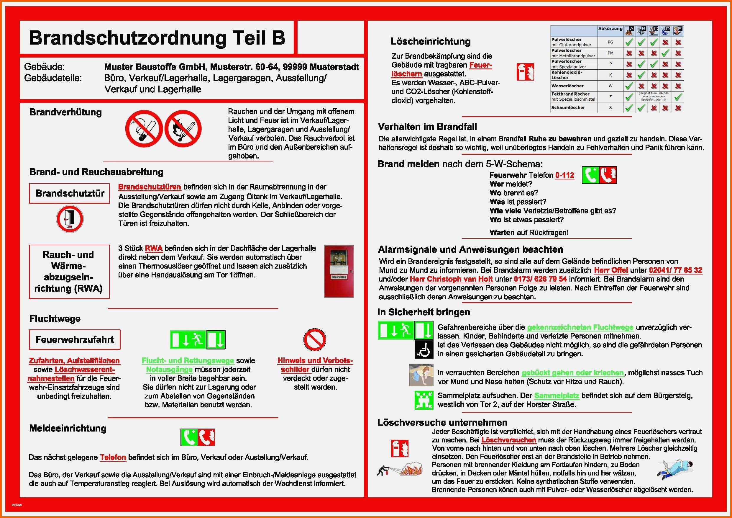 Einzahl Brandschutzordnung Teil B Vorlage Word Inspiration | Kostenlos ...