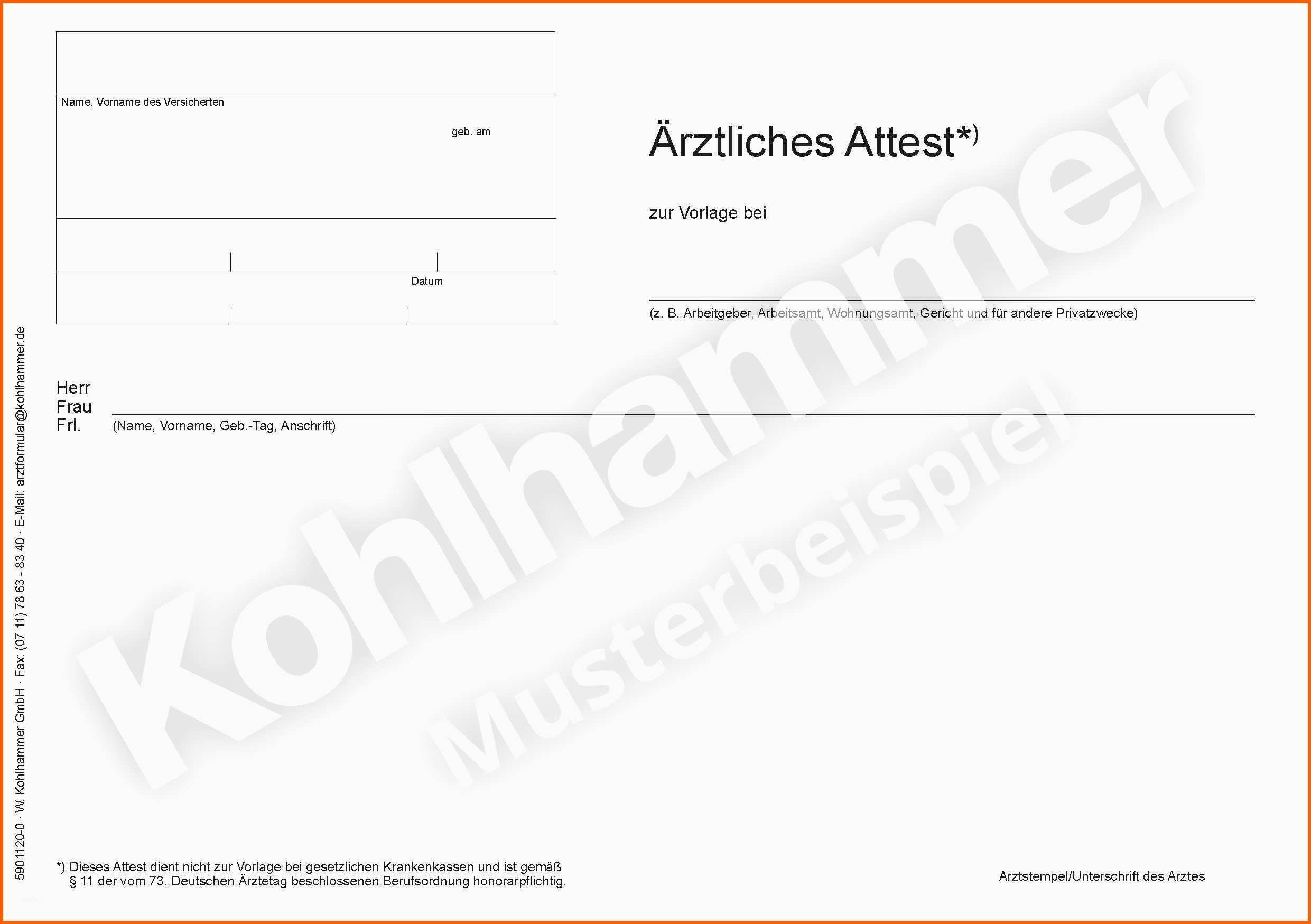 20 arztliches attest zur vorlage beim arbeitgeber