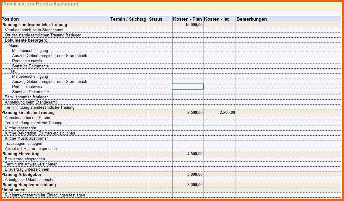 kostenplan vorlage