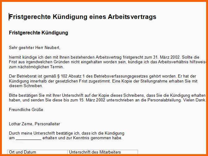 Einzigartig Kündigung Job Vorlage – Vorlagen Komplett