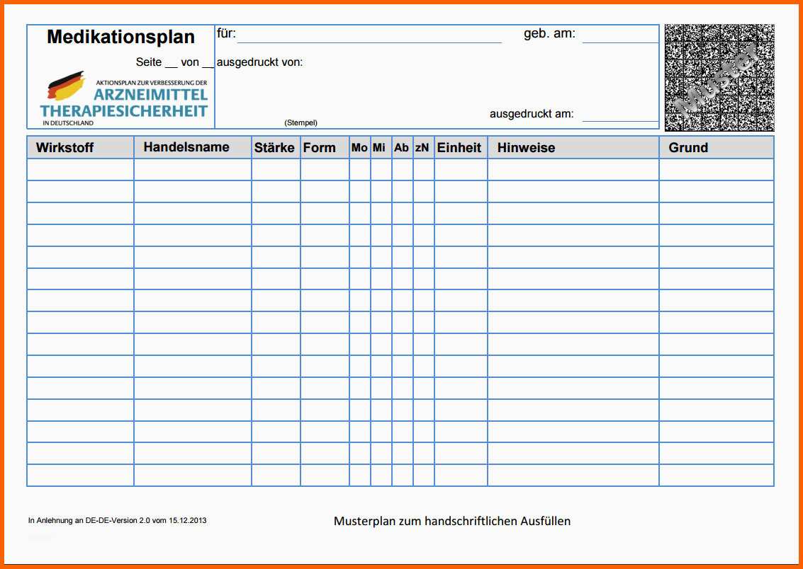 Einzigartig Medikationsplan Muster Pdf Download Chip - Kostenlos Vorlagen