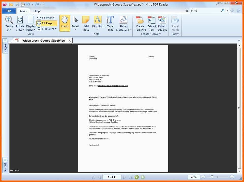 Erschwinglich Pdf Vorlage Widerspruch Gegen Google Street View