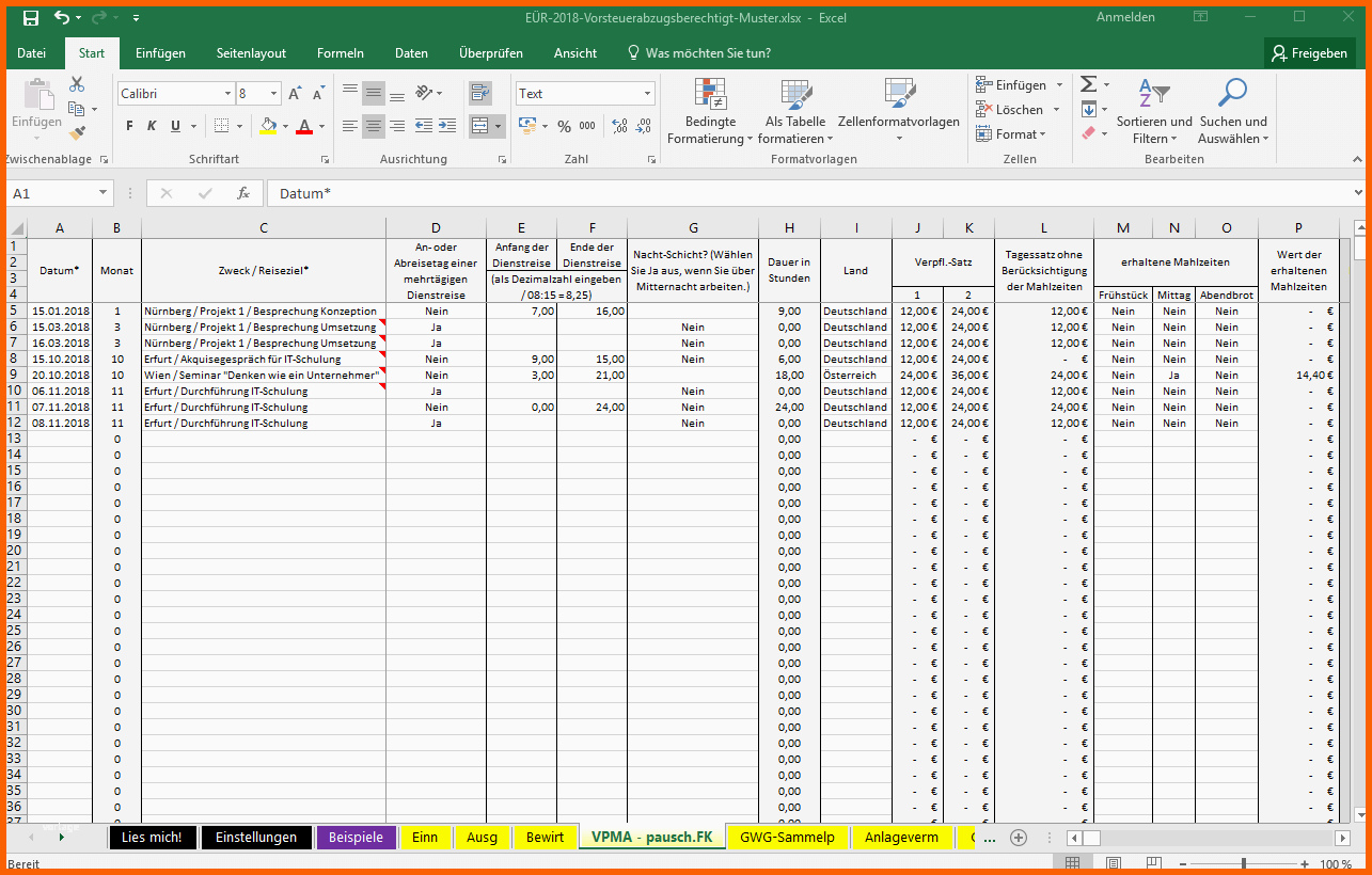 36 Wunderbar Excel Vorlage Vermietung Und Verpachtung | Kostenlos Vorlagen