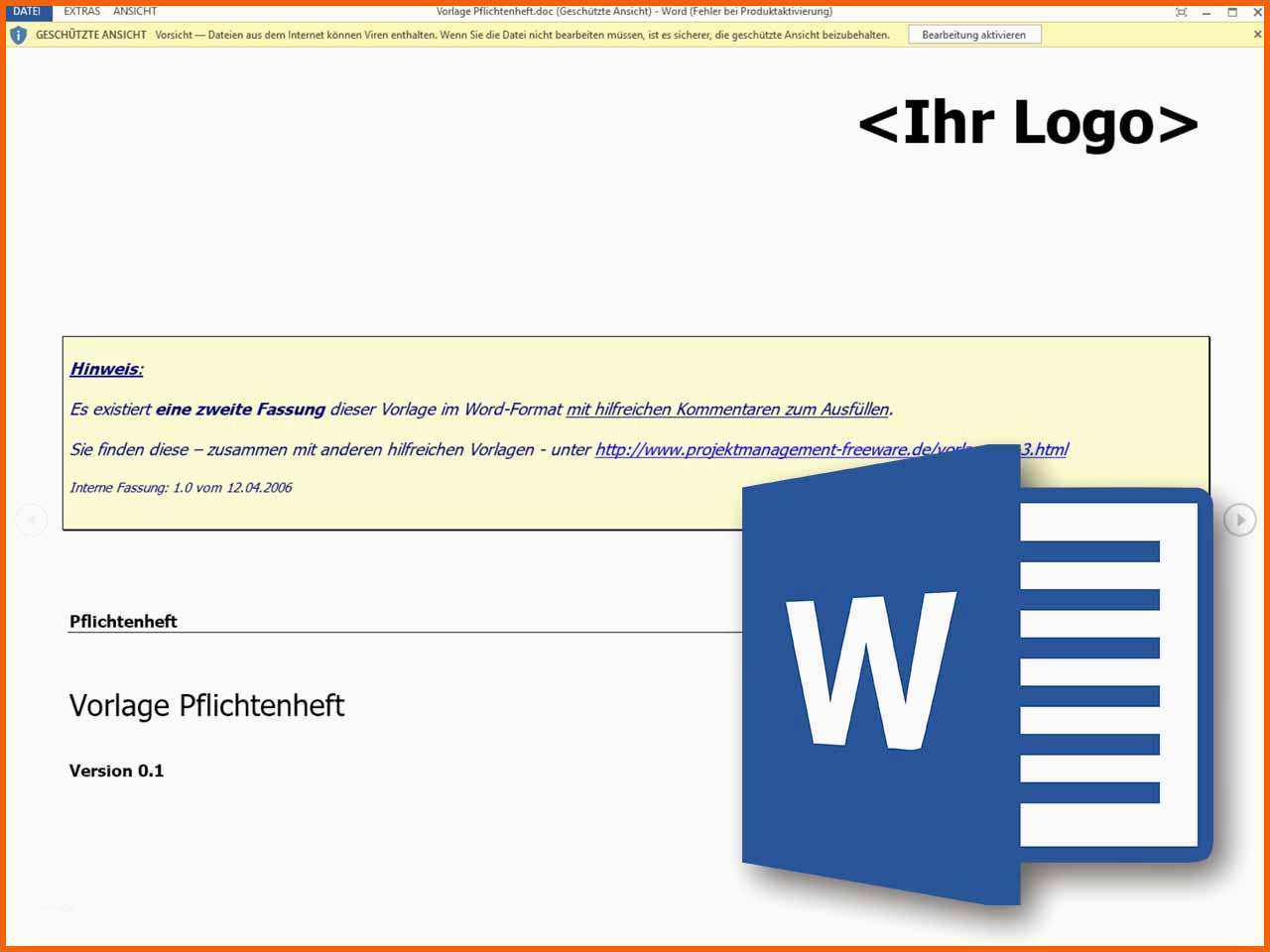 Erstaunlich Word Vorlage Pflichtenheft Projektmanagement Freeware