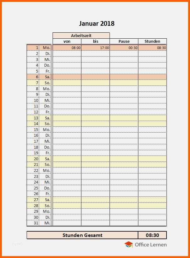 Exklusiv Arbeitsstunden Pro Monat Vorlage Erstaunlich Excel