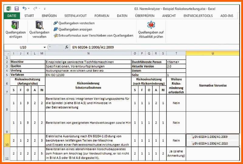 Exklusiv Risikobeurteilung Maschinenrichtlinie Vorlage Excel