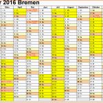 Fantastisch Kalender 2016 Bremen Ferien Feiertage Excel Vorlagen