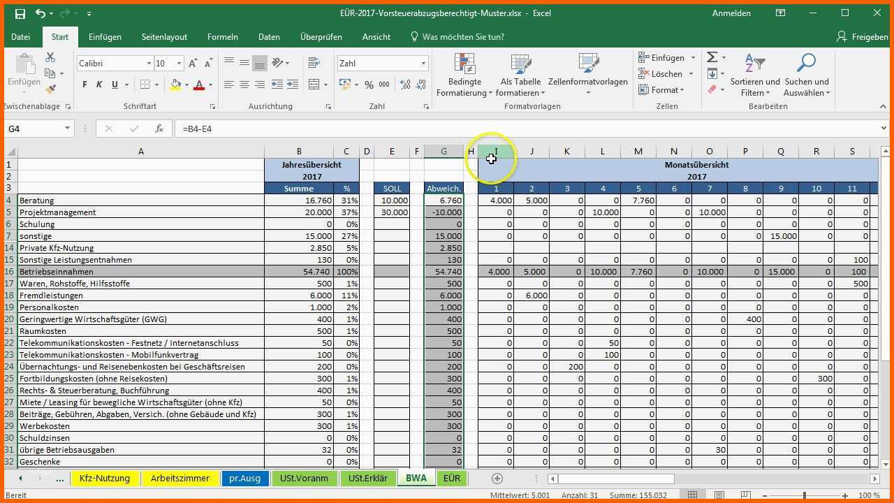 Faszinieren Excel Vorlage EÜr soll ist Vergleich Einfügen