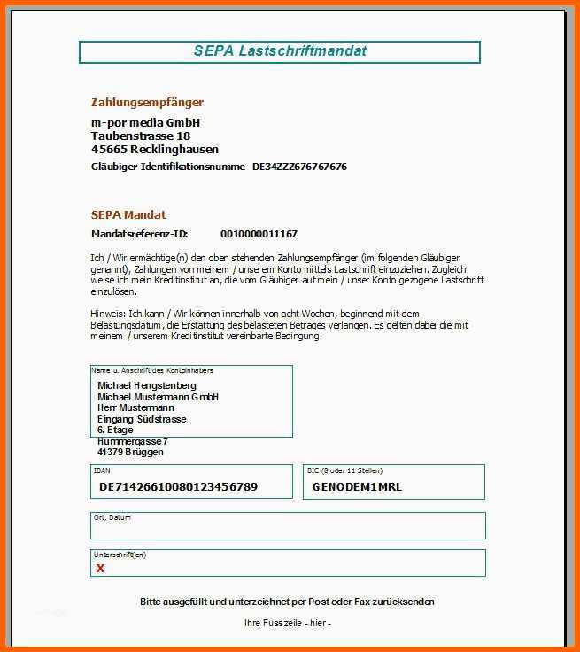 sepa uberweisung vorlage neu 5 vorlage sepa mandat