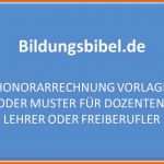 Großartig Honorarrechnung Vorlage Muster Dozenten Lehrer