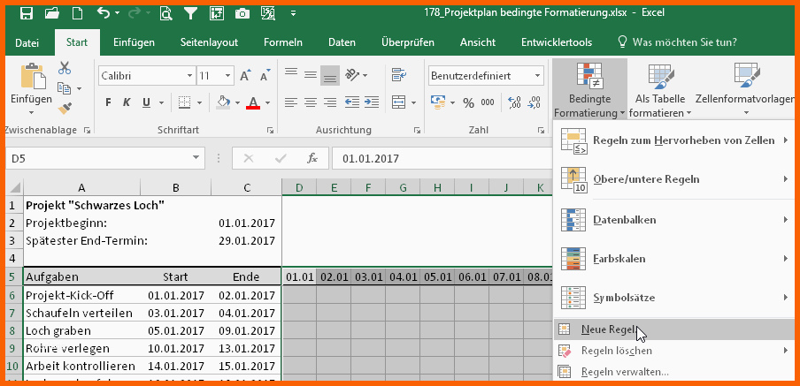 gantt chart excel vorlage