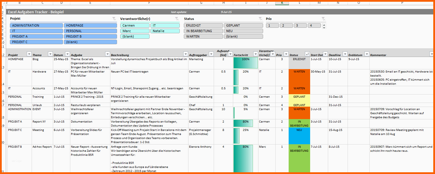 Hervorragen Excel Aufgabenliste Vorlage – Gehen