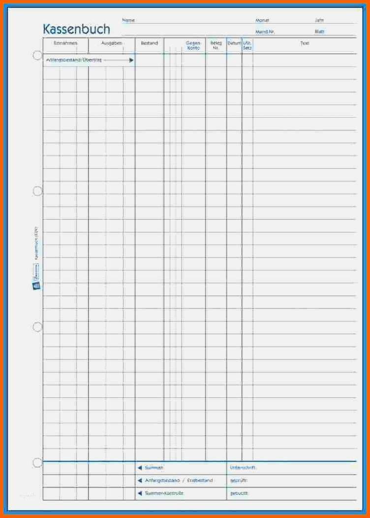 Hervorragend 9 Kassenbuch Vordruck | Kostenlos Vorlagen