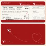 Hervorragend Einladungskarten Zur Hochzeit Als Flugticket – Rot