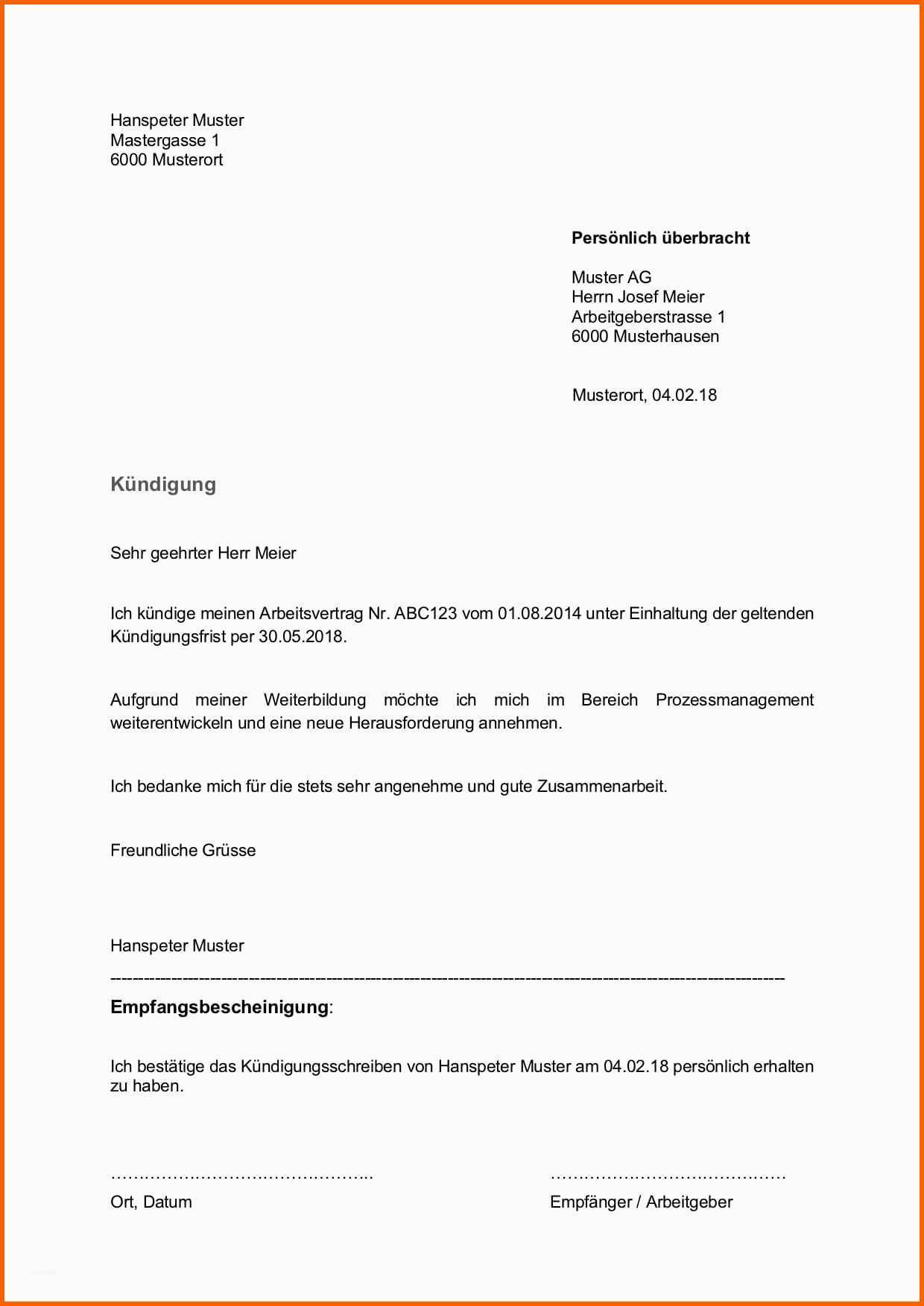 Hervorragend Kündigungsschreiben Vorlage Arbeitsvertrag Schweiz