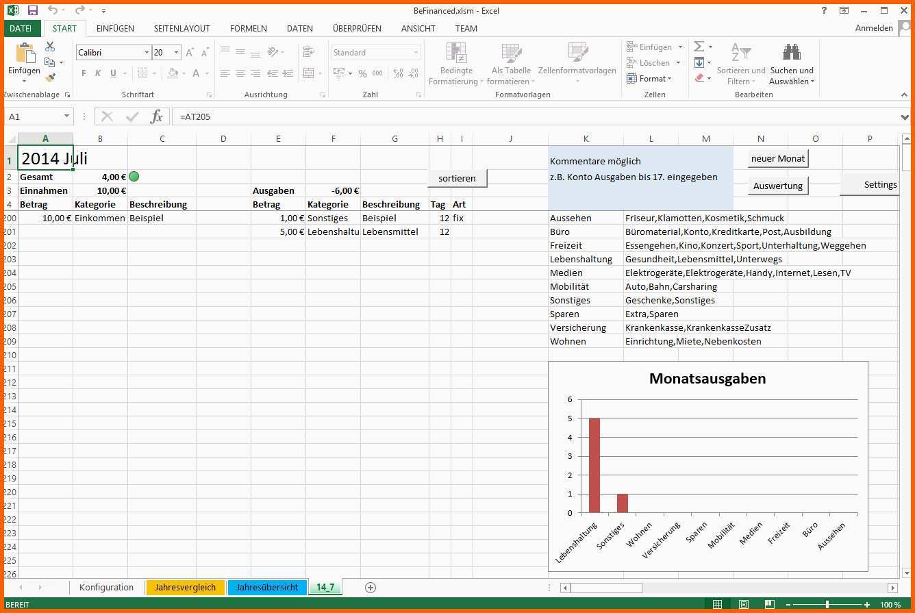 Kreativ Haushaltsplan Mit Excel Befinanced Download Chip