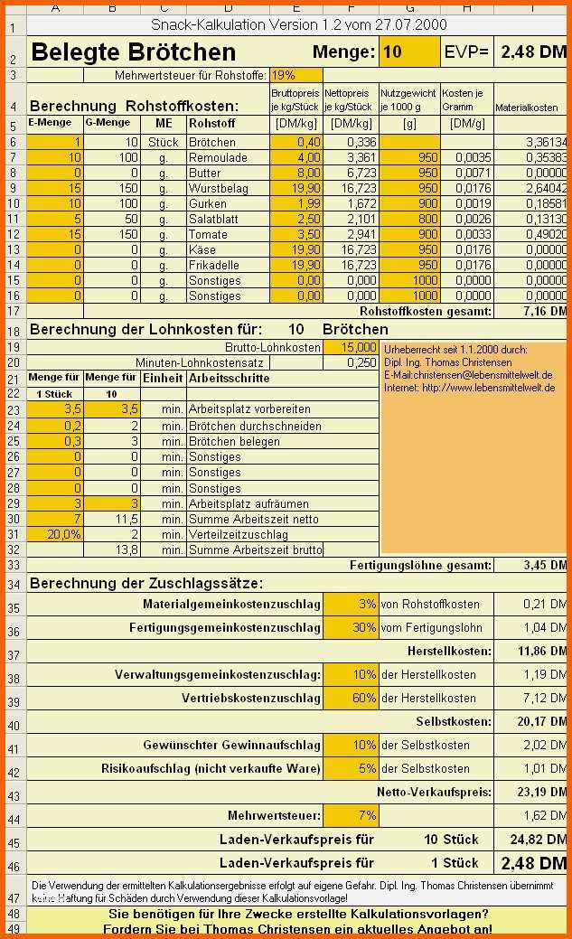 kalkulation gastronomie excel vorlage cool preise kalkulieren