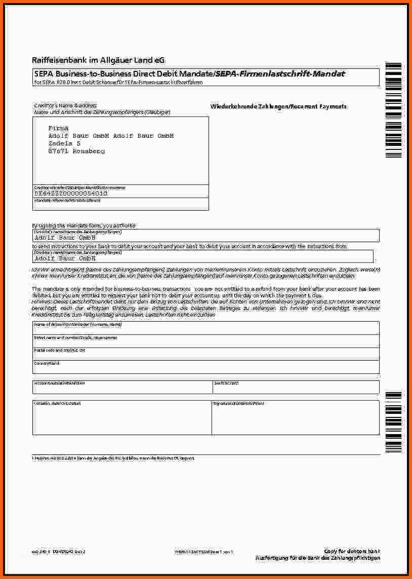 Limitierte Auflage Sepa Lastschriftmandat Vorlage Pdf Vorlagen