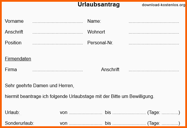 Limitierte Auflage Urlaubsantrag Zum Ausdrucken Pdf Muster Vorlage