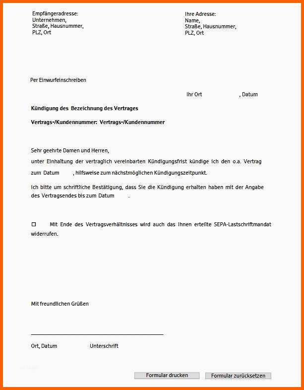 Limitierte Auflage Vertragskündigung Vorlage Download