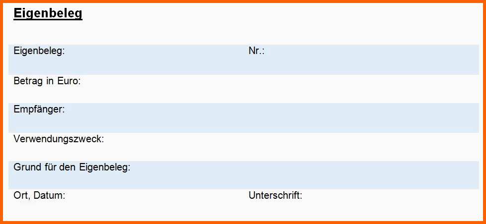 Modisch Eigenbeleg Erstellen Vorlage &amp; Muster Zum Kostenlosen