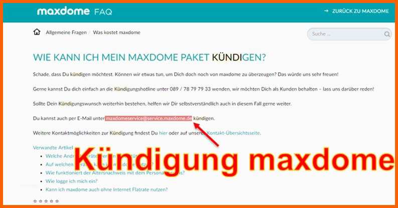 Modisch Kündigung Beim Maxdome Per Email Codedocu De sonstiges