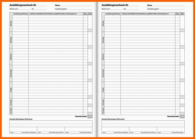 Neue Version Berichtsheft Ausbildungs Nachweis A4 Täglich 28bl