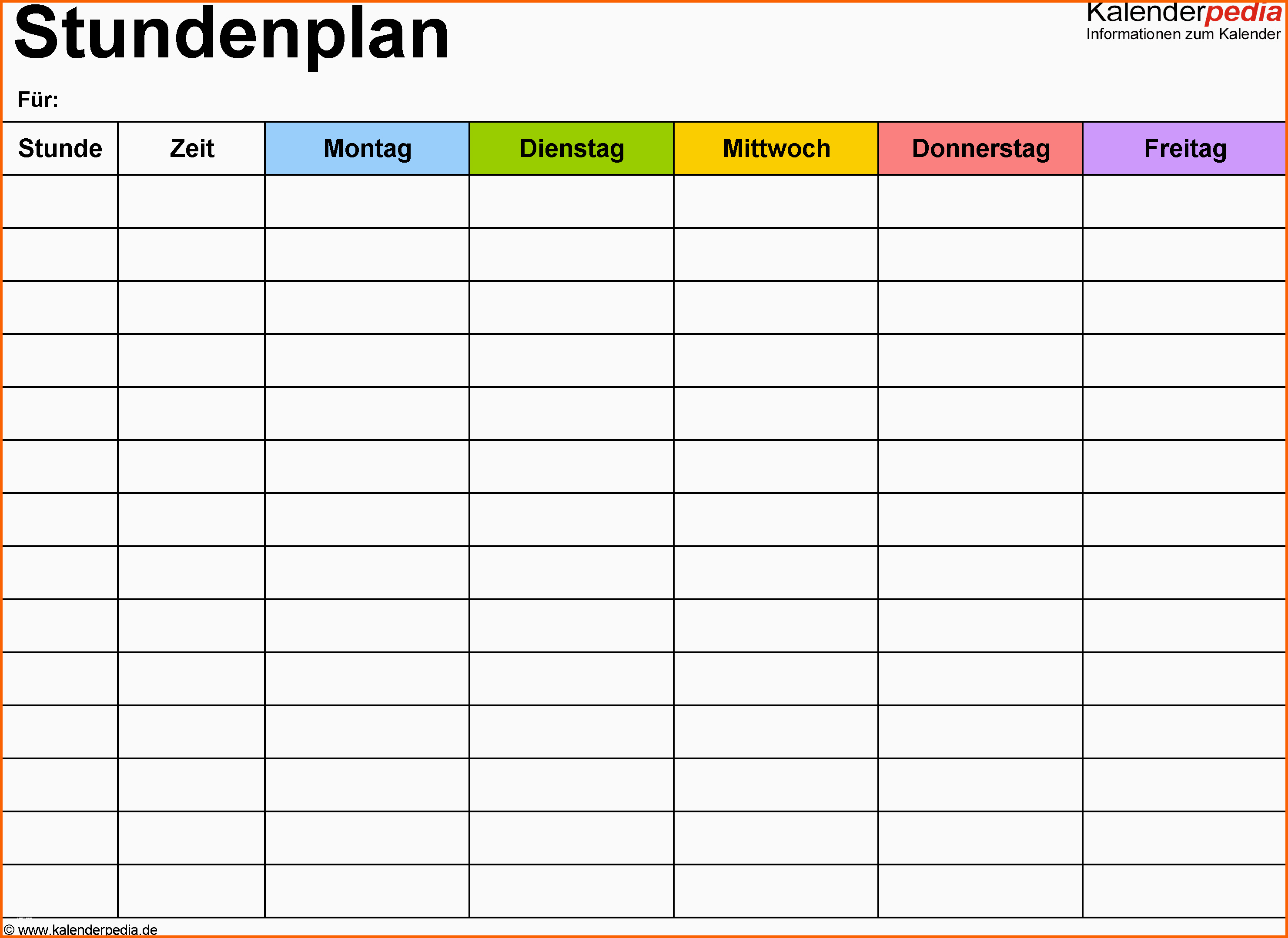 Neue Version Stundenplan Vorlagen Excel Zum Download &amp; Ausdrucken