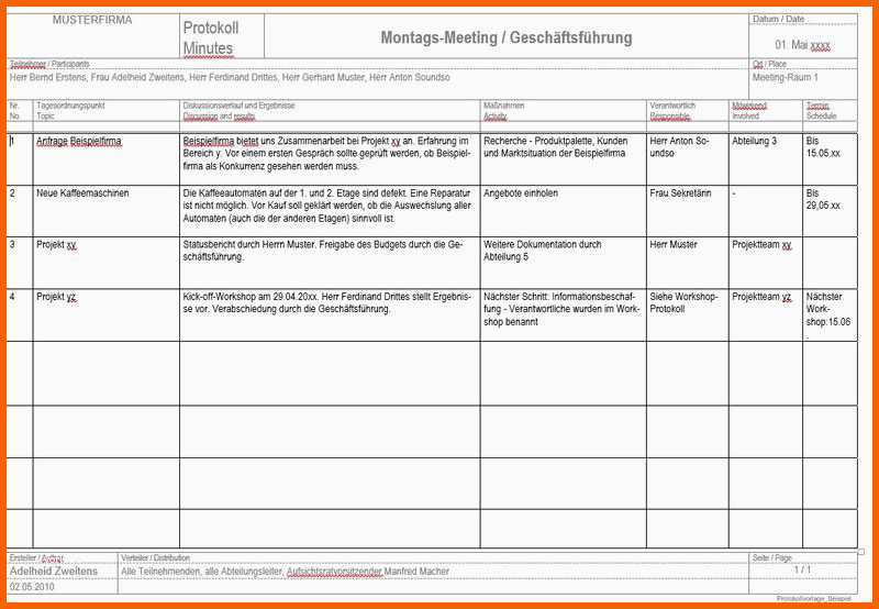 Original Protokoll Vereinssitzung Vorlage Kostenlos – Various Vorlagen