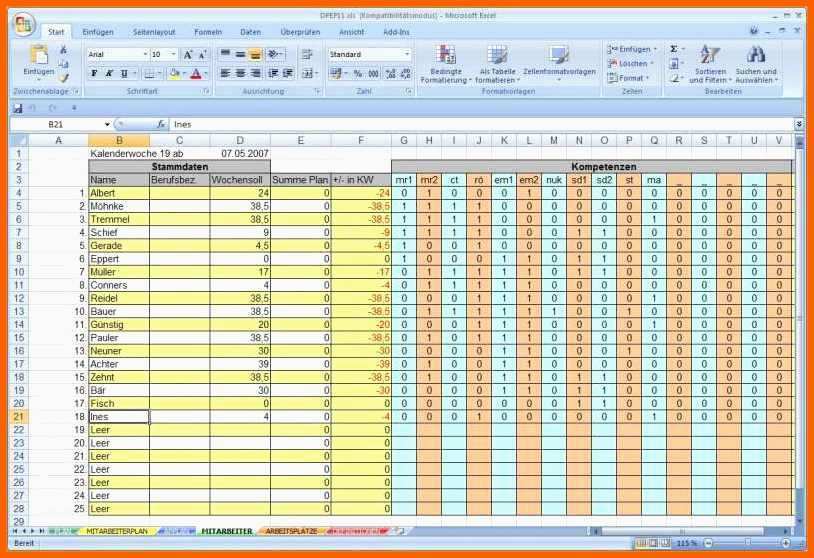 15 arbeitsplan vorlage excel