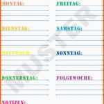 Selten Printable Wochenplan Zum Kostenlosen Download