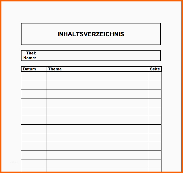 Sensationell Zum Ausdrucken Inhaltsverzeichnis