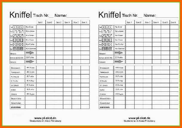 Kniffel Vorlage (Excel & PDF)