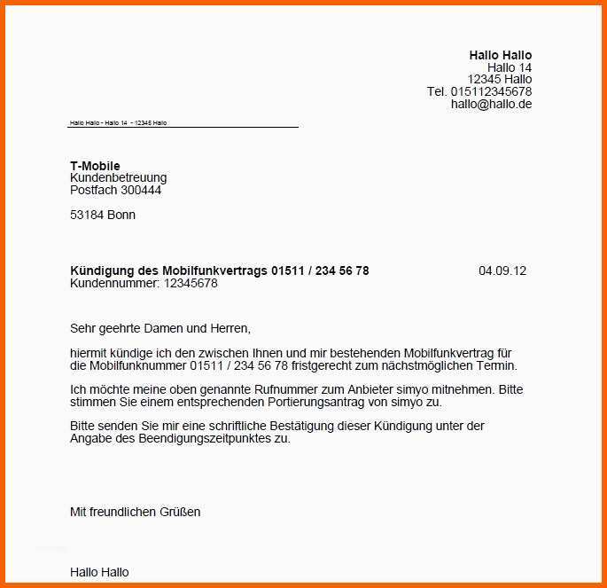 kundigung klarmobil rufnummernmitnahme vorlage fristgemase kundigung minijob muster zum